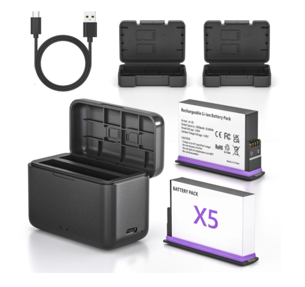 2 Pack Rechargeable Battery for Insta360 X5 Action Camera