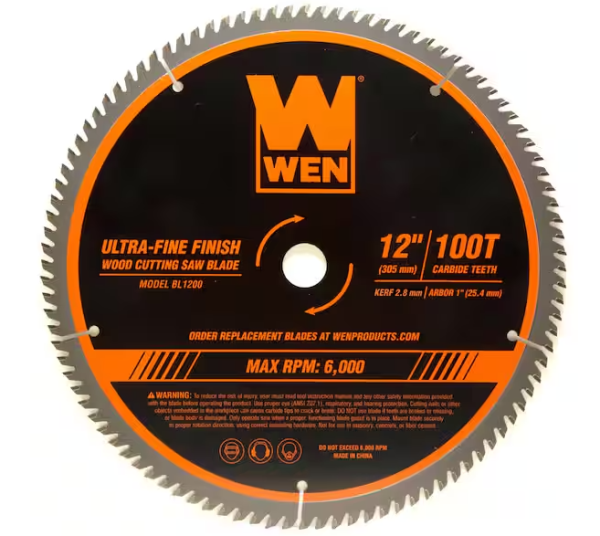 12 in. 100-Tooth Carbide-Tipped Ultra-Fine Finish Professional Woodworking Saw Blade for Miter Saws and Table Saws